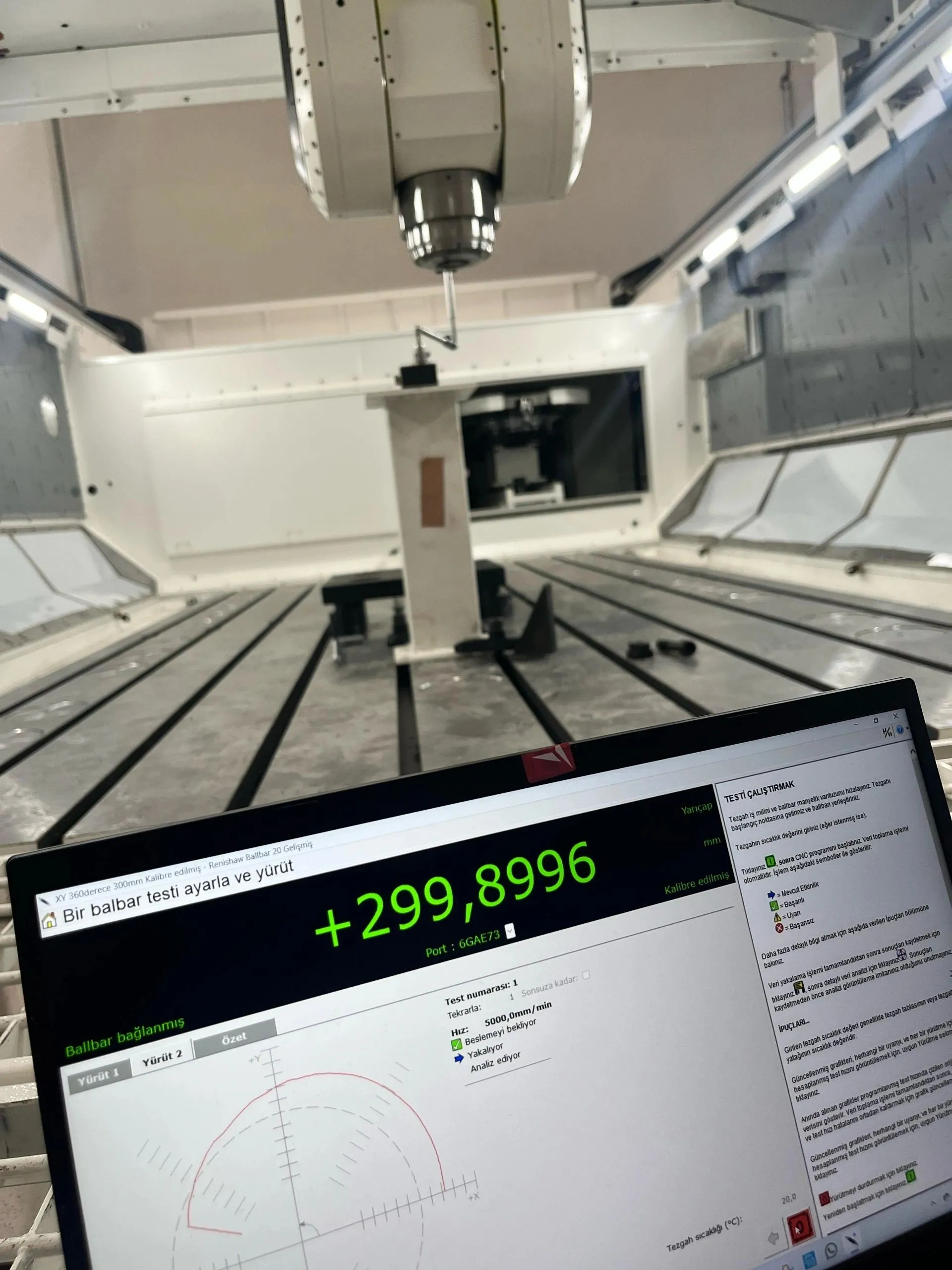 Live reading in the ballbar software during a test